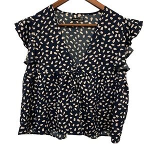 SHEIN Ladies Blouse V-neck, black and white, Large